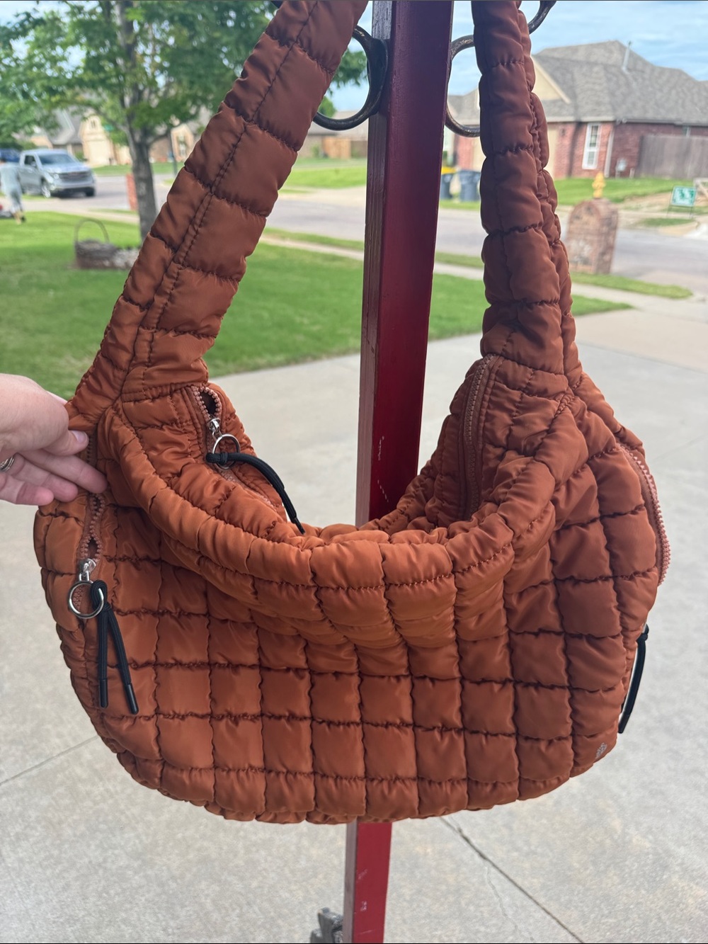 Free People Quilted Shoulder Bag - Rust